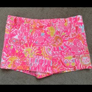 Lilly Pulitzer pink pout yellow sunshine shorts